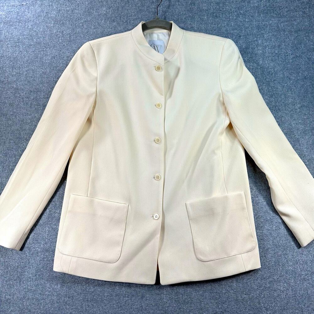 Vintage Clifford & Wills Wool Jacket Womens 4 Ivory Stand Collar Made USA Blazer